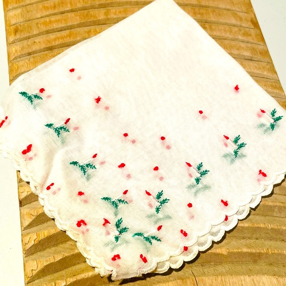 Vintage Christmas Holiday Candle Handkerchief❤️🎄